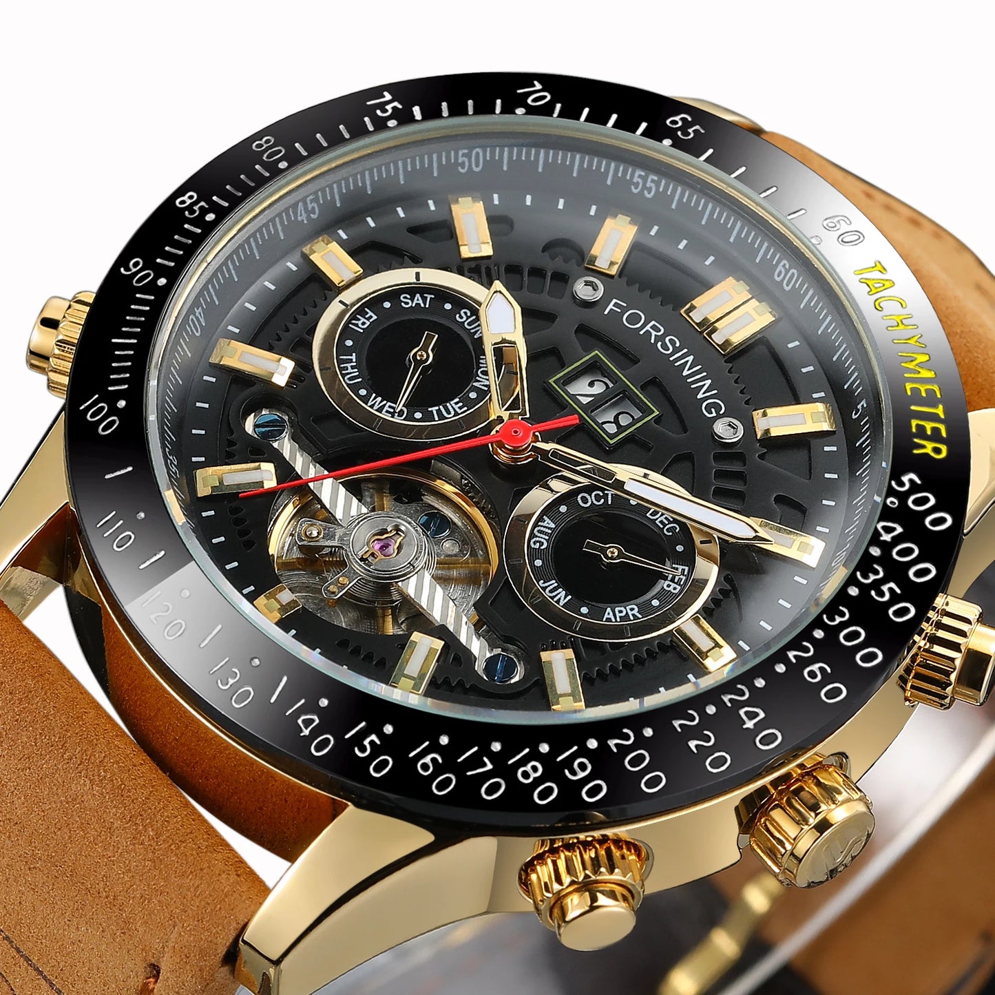 2025 FORSINING Chronograph Multifunctional Calendar Tourbillon Automatic Movement Big Man Watch Mechanical High-end luxury Clock