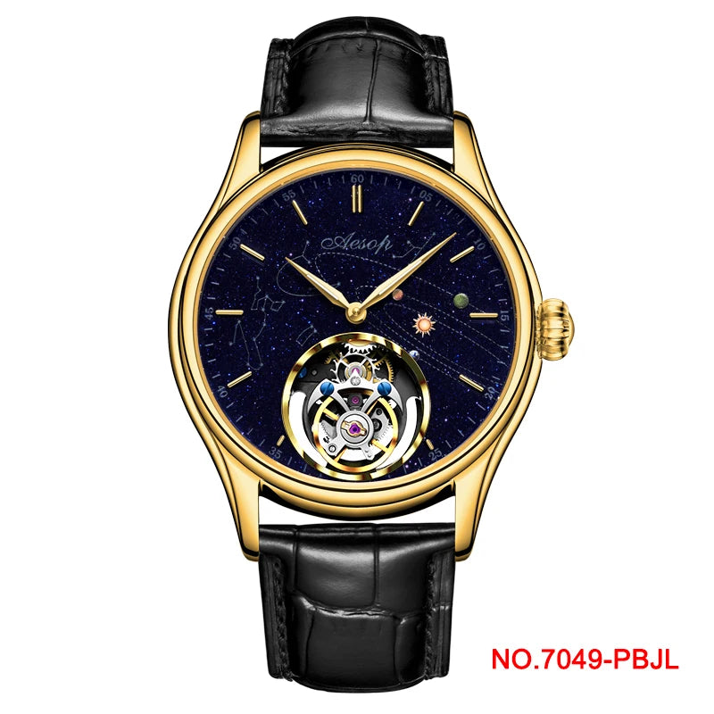 AESOP Flying Tourbillon Skeleton Mechanical Luxury Watches Waterproof Wristwatches Watch Brand For Men Movement Sapphire 2023