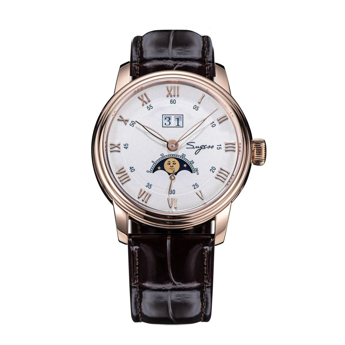 2023 Sugess Automatic Mechanical Watch of Men Moonphase Wristwatches Seagul Movement ST2528 Waterproof Sapphire Big Date New