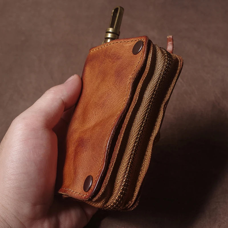 GURO Luxury Brand Genuine Leather Key Bag Multifunctional Waist Hanging Card Holder Coin Purse Men Women Car Key Case Organizer