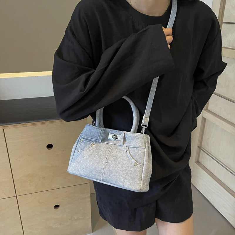 High Quality Women Denim Handbags Fashion Ladies New Shoulder Messenger Bags for Women Casual Female Hasp Tote Shopping Bag
