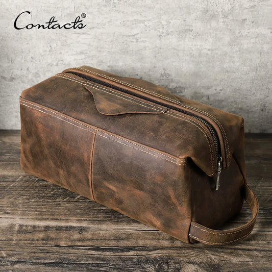 CONTACT'S Genuine Leather Clutch Bags for Men Large Capacity Tote Handbag Men's Bag Cosmetic Bag Male Travel Bag Clutches Wallet