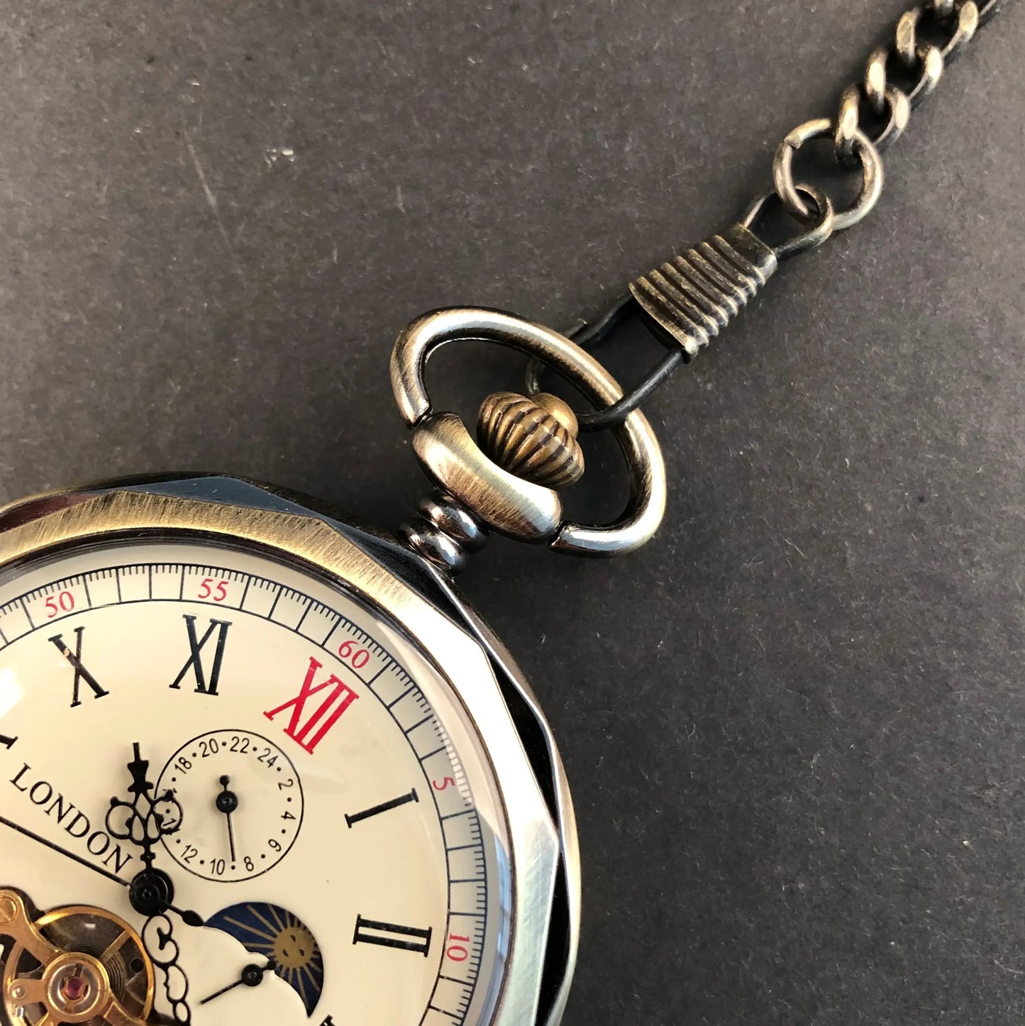 Luxury Vintage Mechanical Pocket Watch Multifunctional Moon Hand Wind Unisex Casual Chain Fob Watches