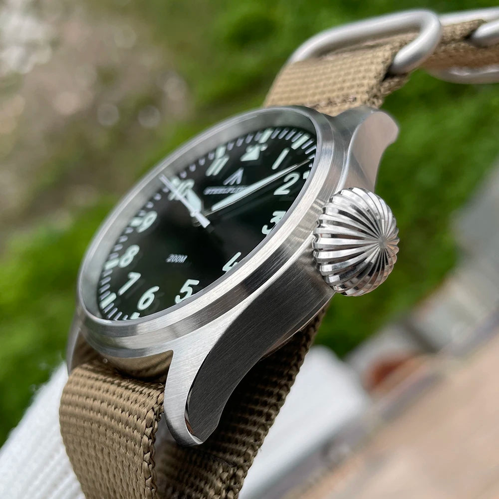 STEELFLIER Official SF743 Quartz Pilot Big Onion Crown Swiss Luminous VH31 20Bar Waterproof Sapphire Crystal Luxury Dive Watch