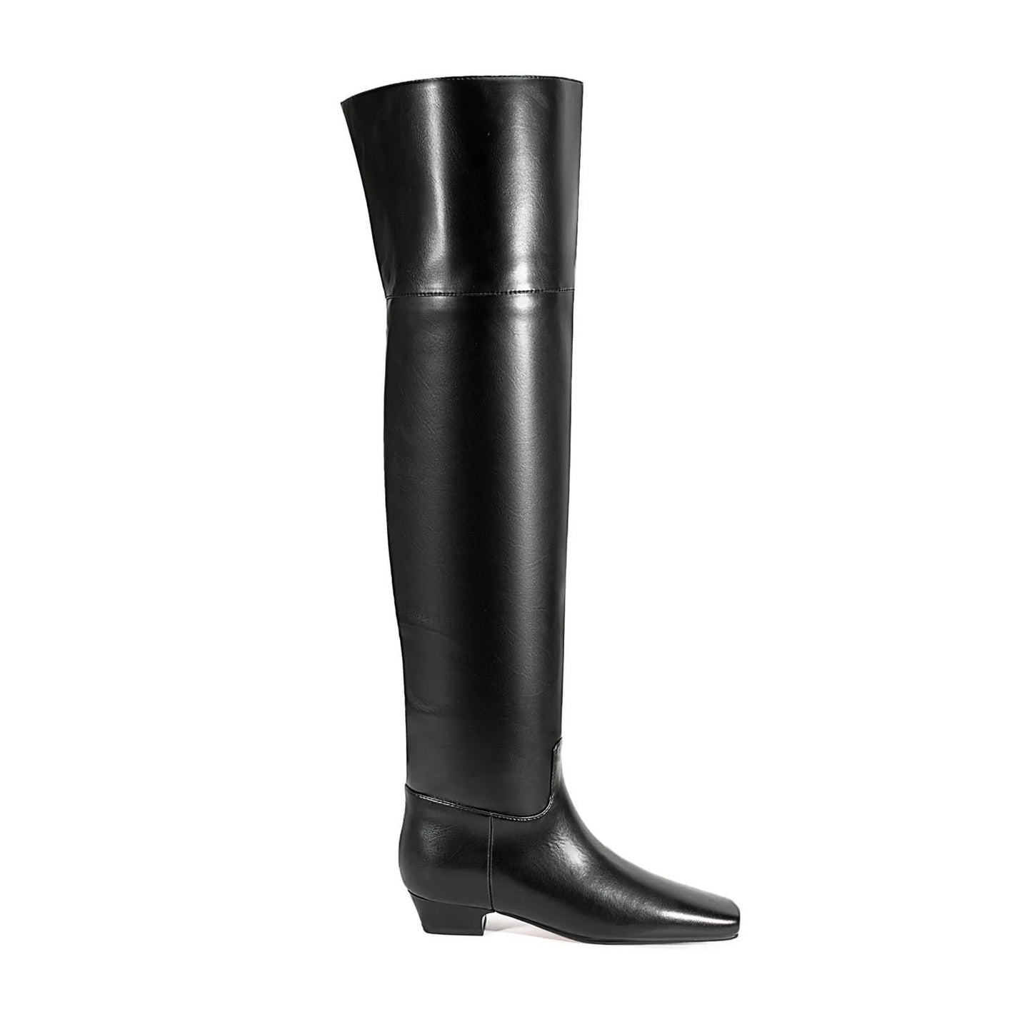 Arden Furtado 2025 Autumn Poly ureth Over the knee boots Square-head Pull-on Middle heel Modern boots  Extra large size boots