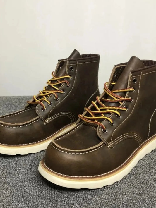 Authentic American Retro  Boots Men's Genuine Leather Workwear Boots Autumn Winter High Top oes