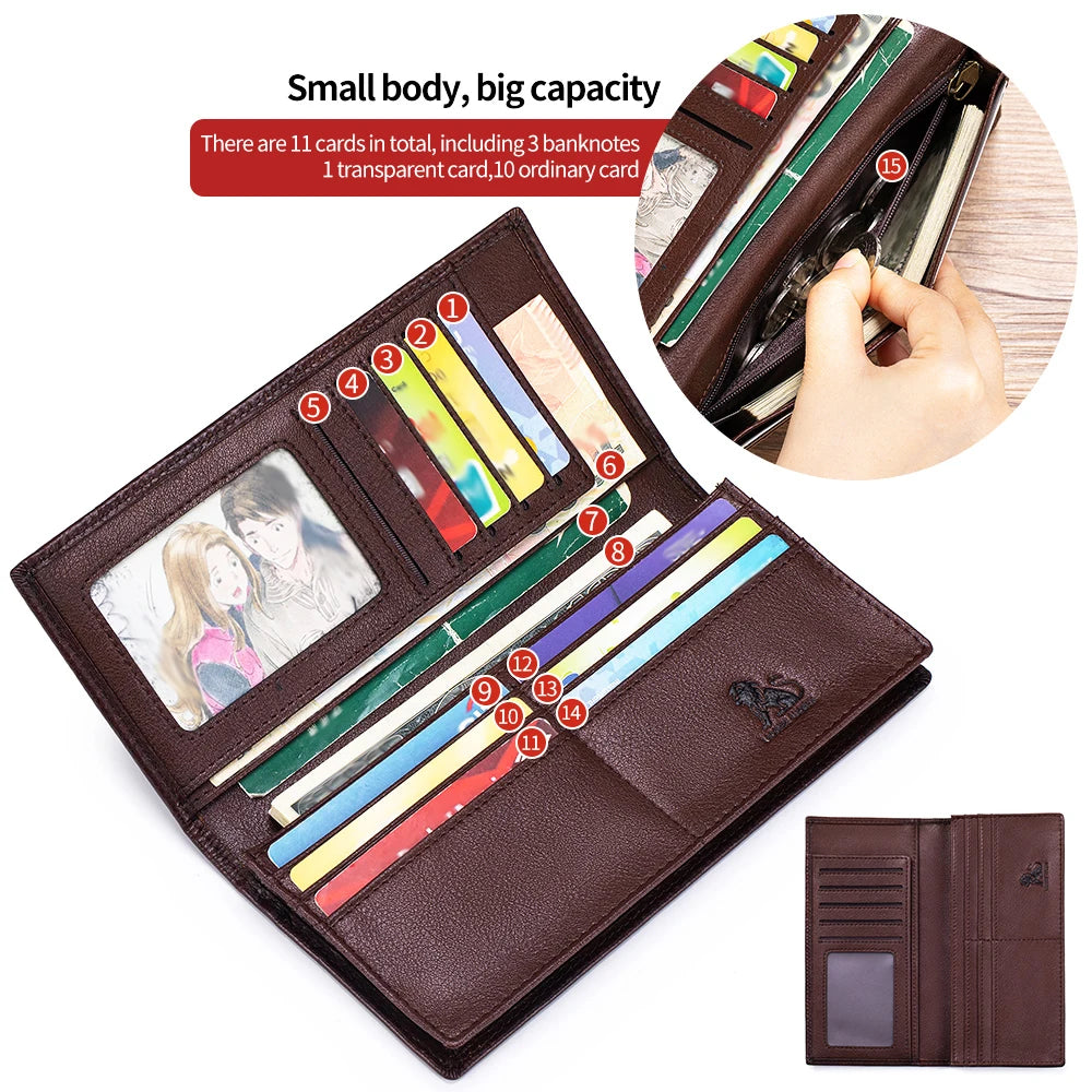 Neutral Wallet Multi-Card Slot Genuine Leather with Album Position Coin Slot Design Durable Money Holder for Men And Women