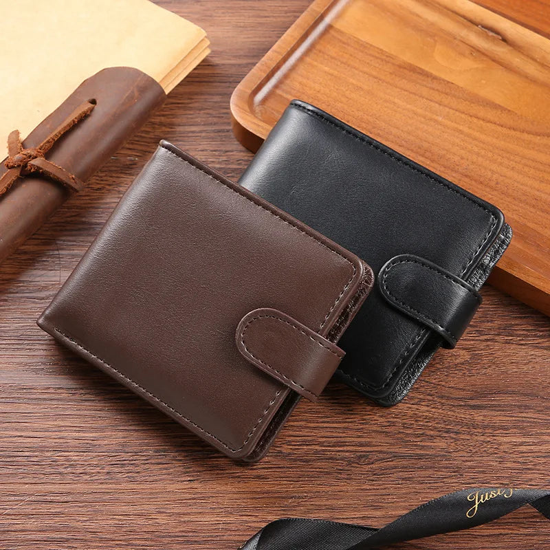 Men's PU Leather Wallets Business Card Holder Premium Short ID Holder Wallets for Man Luxury Money Bag Coin Purse Clutch