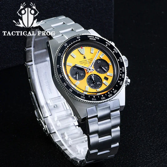 Tactical Frog Sapphire Crystal Mirror Ceramic Bezel Chronograph Watch V2 Solar VS75A Eco-Drive Quartz 20Bar Waterproof Men Watch