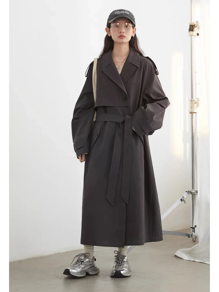 CHIC VEN Fashion Women Trench Coat Single Breasted Loose Casual New Belt Long Female Windbreaker Ladies Coat Spring Autumn 2025