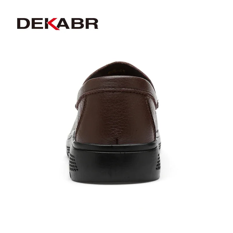 DEKABR Genuine Leather Handmade Breathable Comfortable Work Men's Casual Shoes Outdoor Loafers Slip on Men Shoes Size 37-47