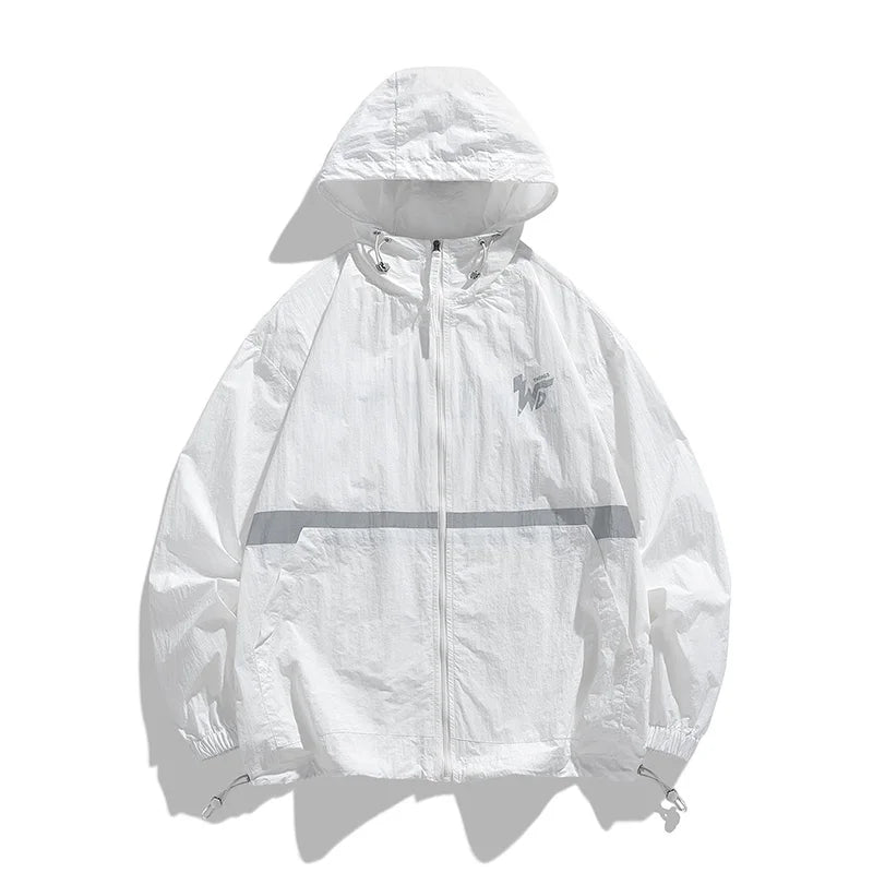 Men's summer trendy version, thin ice silk color matching, thin breathable, UV resistant and sun proof clothing, men's jacket, o