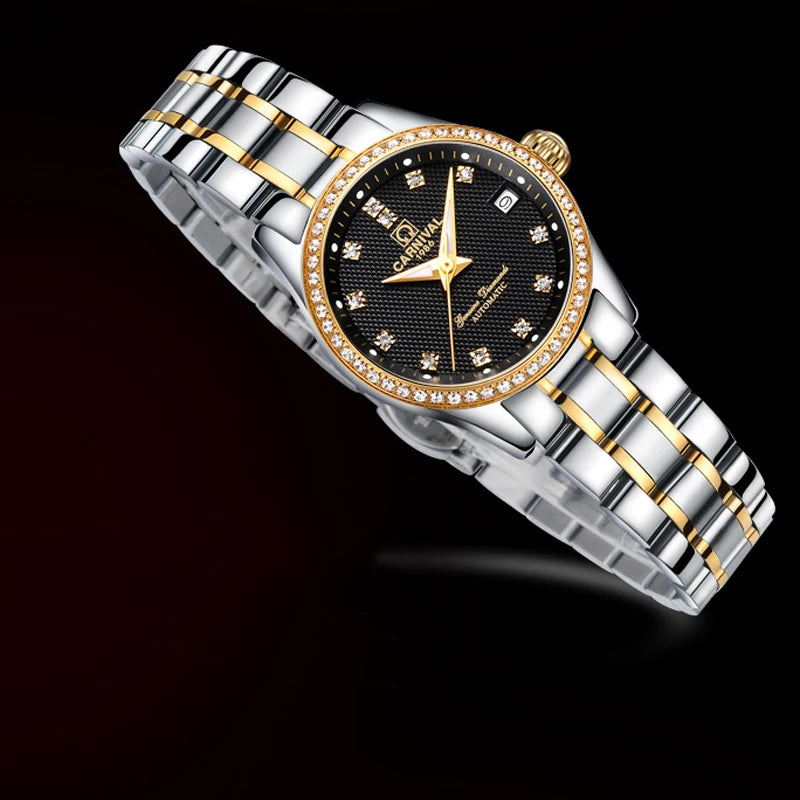 Carnival Brand Luxury Women Mechanical Watch Ladies Waterproof Luminous Sapphire Automatic Wristwatch Clock Relogio Feminino