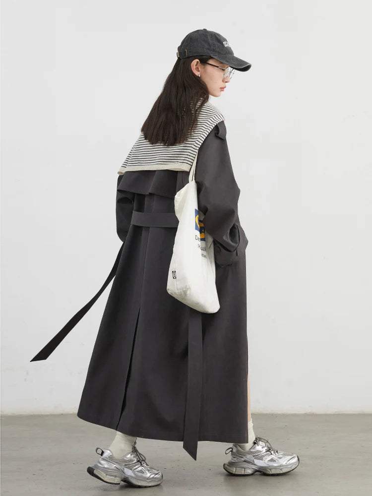 CHIC VEN Women Trench Coats Fashion Classic Loose Solid Belt Overcoat Korean Casual Female Windbreaker Spring Autumn New 2025