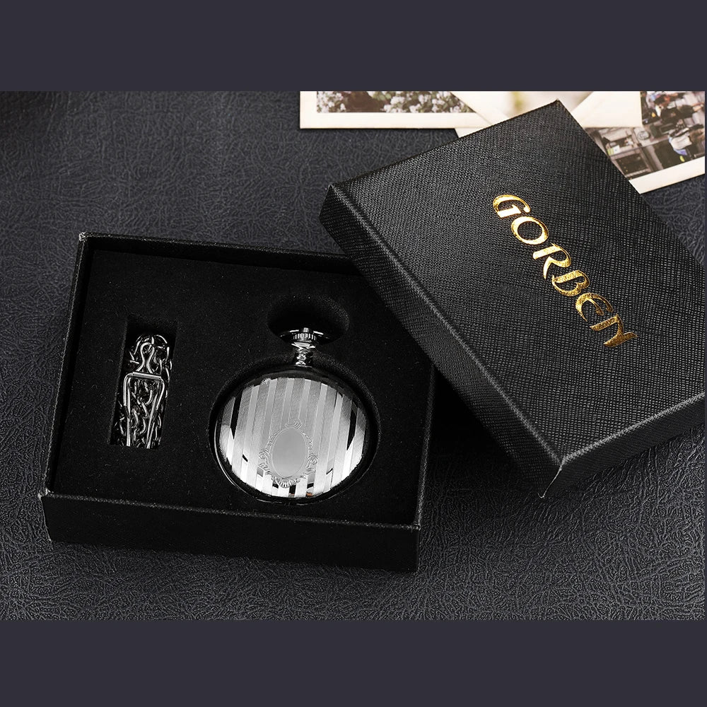 Retro Mechanical Pocket Watch Red Cross Hand-winding Silver Edelweiss Sculpture Hollow Vintage Skeleton Watches Men FOB Chain