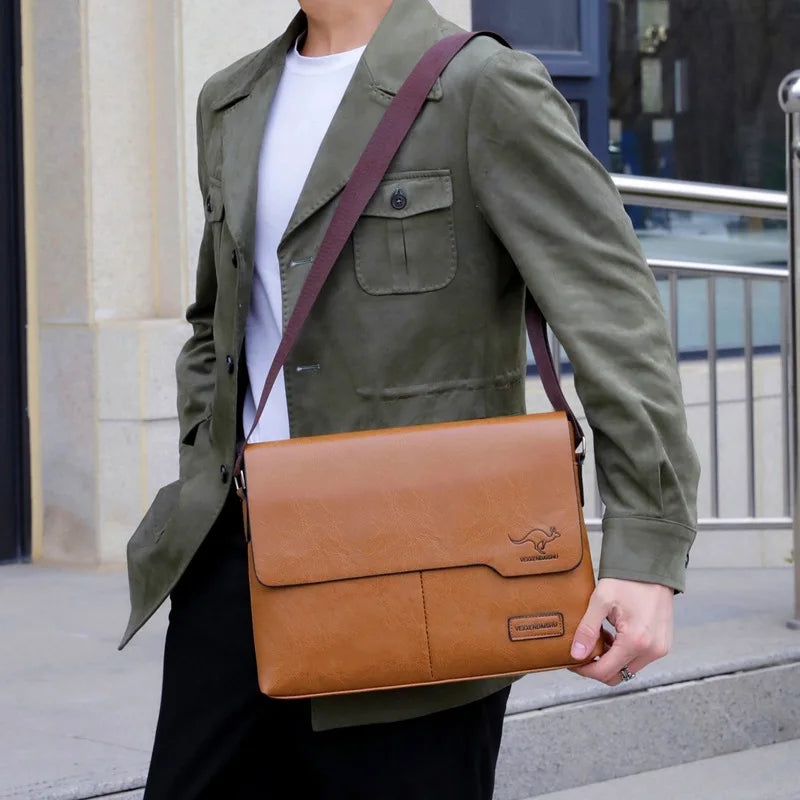 Men Shoulder Bag For IPAD Leather Business Handbag Men Messenger Bag Large Side Sling Bag Fashion Man Crossbody Briefcase