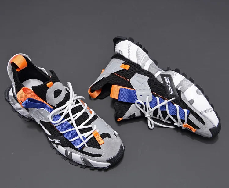 Fashion Men Platform Sneakers Breathable Comfortable Sport Shoes Chunky Knitting Mesh Sneakers Casual Shoes White Sneakers