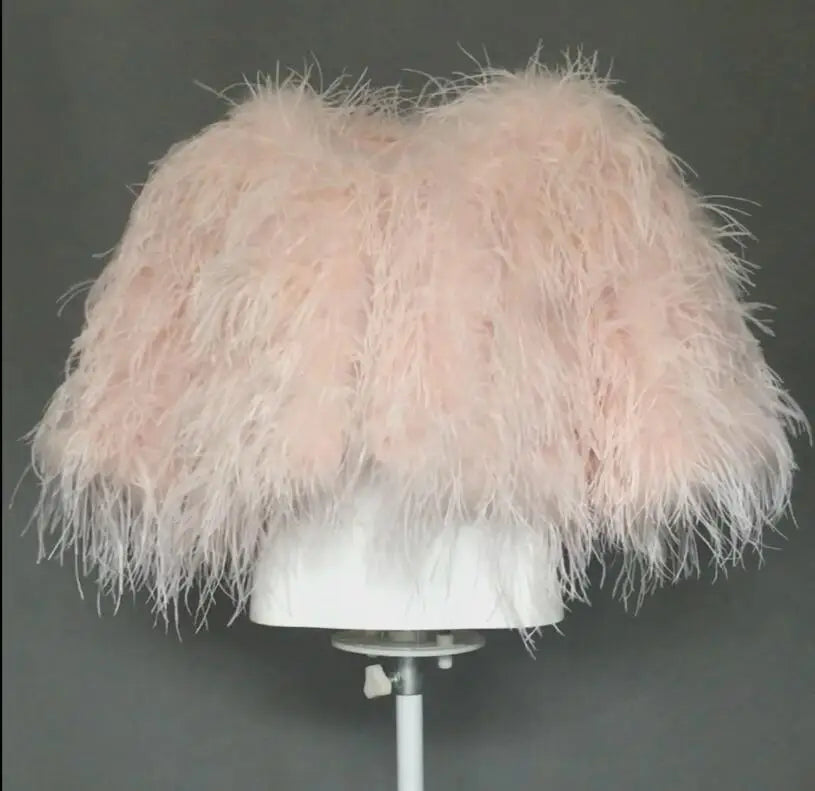 Luxurious Furry Ostrich Feather Jacket, Peach Fuzz Fashion, Wedding Party, Concert, Bride B230408, 2024