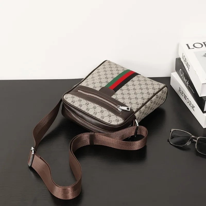 Square Crossbody Bag Men Luxury Design Men's Crossbody Bags Fashion Plaid Letter Printed Shoulder Bag Male Sling Messenger Bag