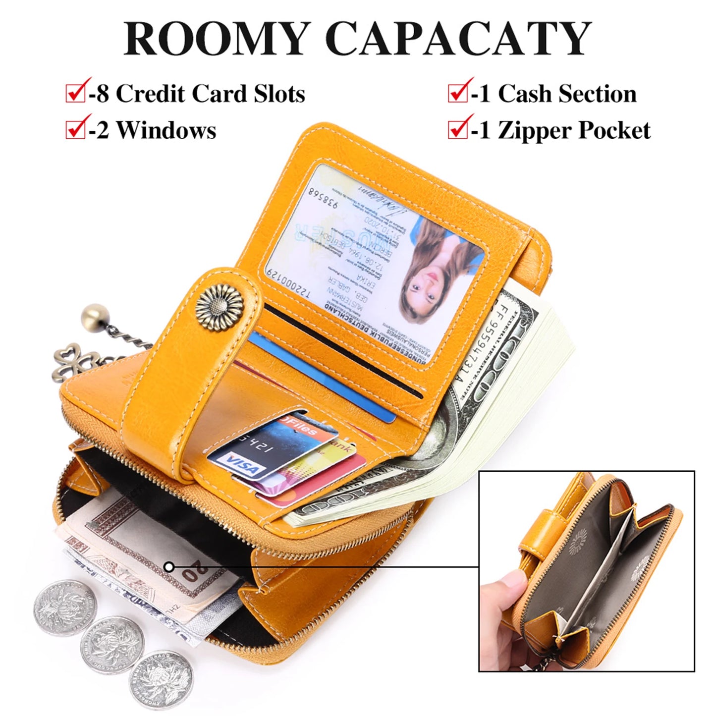 High Quality Women's Genuine Leather Wallet Female RFID Anti Theft Card Holder Coin Purse Wallets for Women Clutch Bag