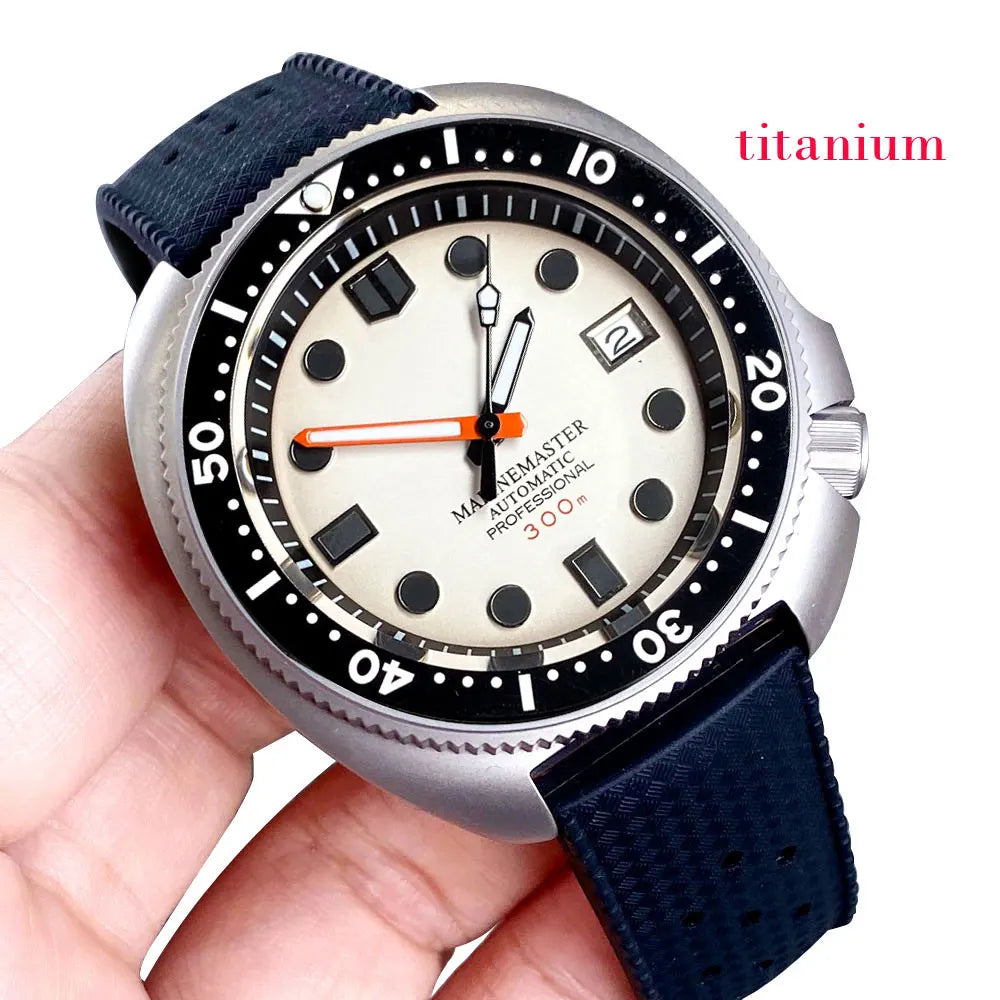 Tandorio Titanium Material Turtle Automatic Watch Men 200M Waterproof MOP Dial 120clicks Bezel Tropical Band Diver Reloj Hombre