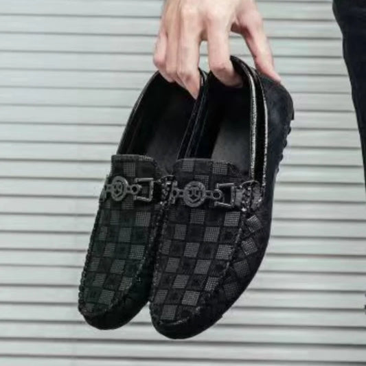 Leather Shoes for Men Round Toe Non Slip and Waterproof Loafers Man Casual Shoe Slip-on Classic Original Summer Sale Cowhide Pu