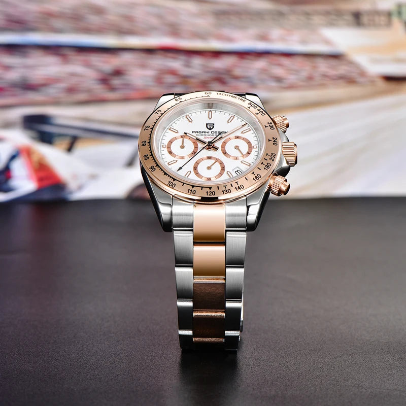 PAGANI DESIGN New Men's Watches Quartz Wristwatch Rose Gold Luxury Watch For Men Chronograph 100M Waterproof  VK63 Movt Clock