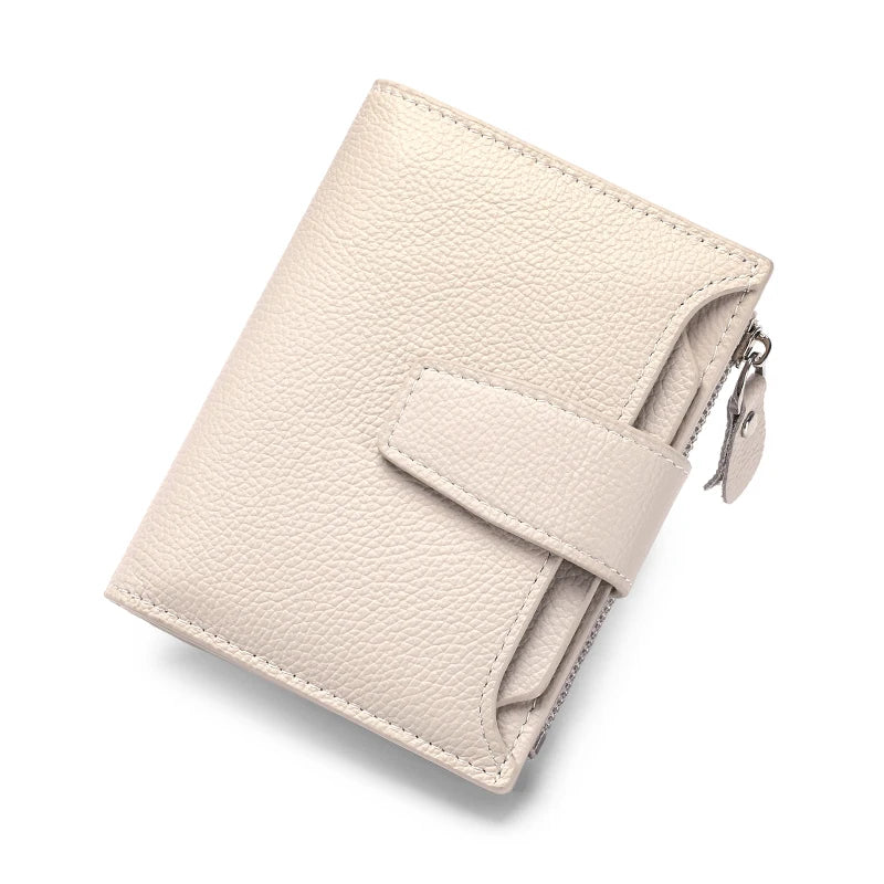 Genuine Leather Women RFID Wallet Large Capacity Bifold with Zipper Coin Pocket & 4 ID Windows