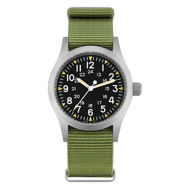 Militado ML05 38mm Vintage Watch VH31 Quartz Movement Field Watches Domed Sapphire Crystal With High Clear AR Coating Wristwatch
