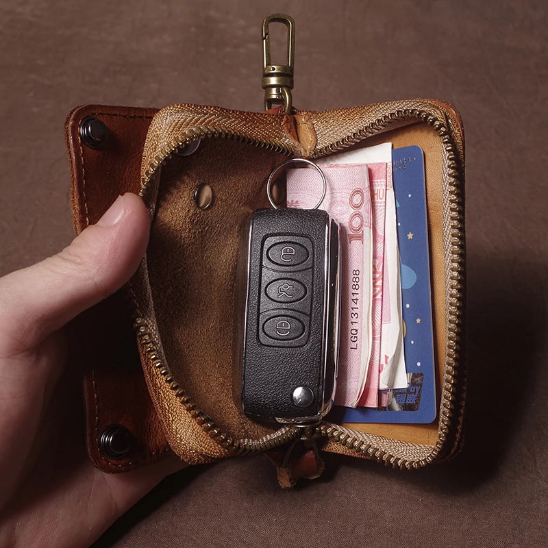GURO Luxury Brand Genuine Leather Key Bag Multifunctional Waist Hanging Card Holder Coin Purse Men Women Car Key Case Organizer