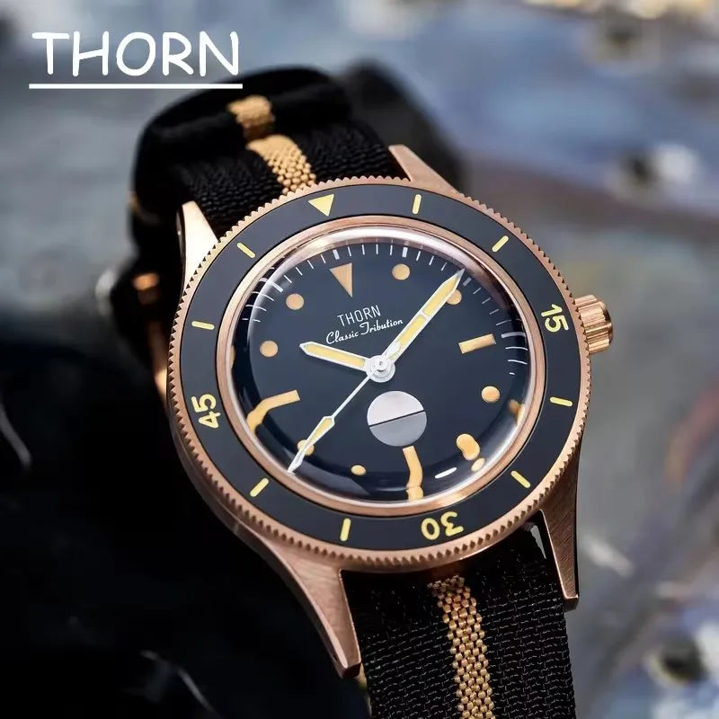 THORN 50 Fathom Watch CUSN8 Tin Bronze Non-radiation NH35 Automatic Mechanical Movement Sapphire Crystal 200M 40MM Diving Watch
