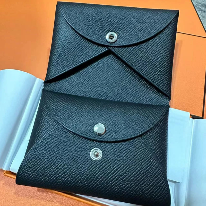 Genuine Leather Busin Card Holder Wallet Palm Print Top Layer Cowhide ex ID Card Holder Coin Purse Korean Sle