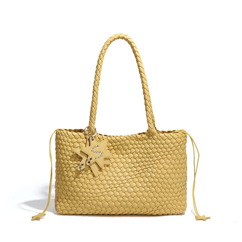New Style Hand-woven Women's Bag Trendy Single-shoulder Underarm Bag Textured Casual Hand-held Mother-Daughter Tote Bag Handbag