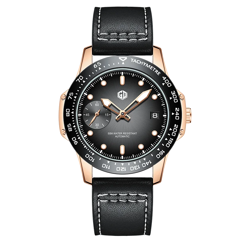 Luxury Man Wristbatch Waterproof Luminous Date Leather Men Watches Sports Square Men's Watch Casual Mechanical Seagull Movement