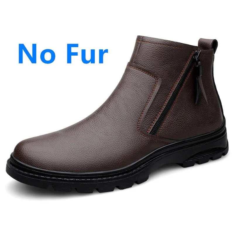 Genuine Leather Mens Shoes Side Zipper Basic Boots Chelsea Ankle Botas Trendy Wedding Comfy Dress Shoes Suit White Men's Boots