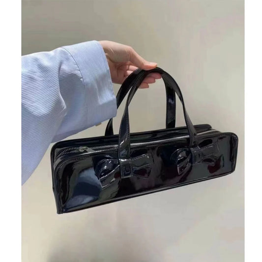 Bow Handbag For Women Baguette Summer PU Leather Shoulder Bag Fashion Shoulder Bag With Handle For Shopping Party And Travel