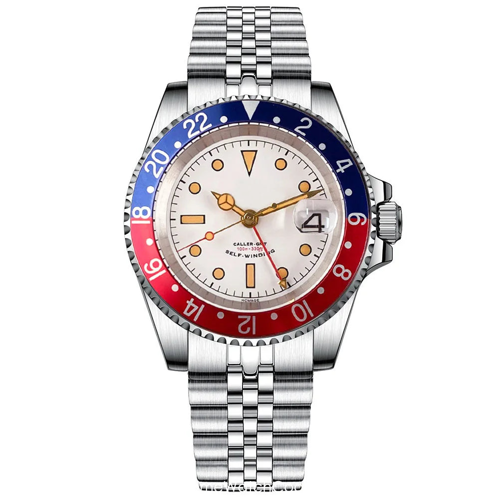 Tandorio Retro NH34A Automatic Watch for Men Diving GMT Movement Vintage Luminous Sapphire 20BAR Waterproof 316L Bracelet 40mm