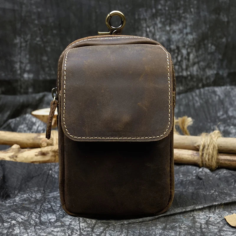 Leather Waist Bag On Belt Mobile Phone Bag Belt Pouch Leather Cellphone Pouch Fanny Pack Summer Mini Waist Bag Men Male