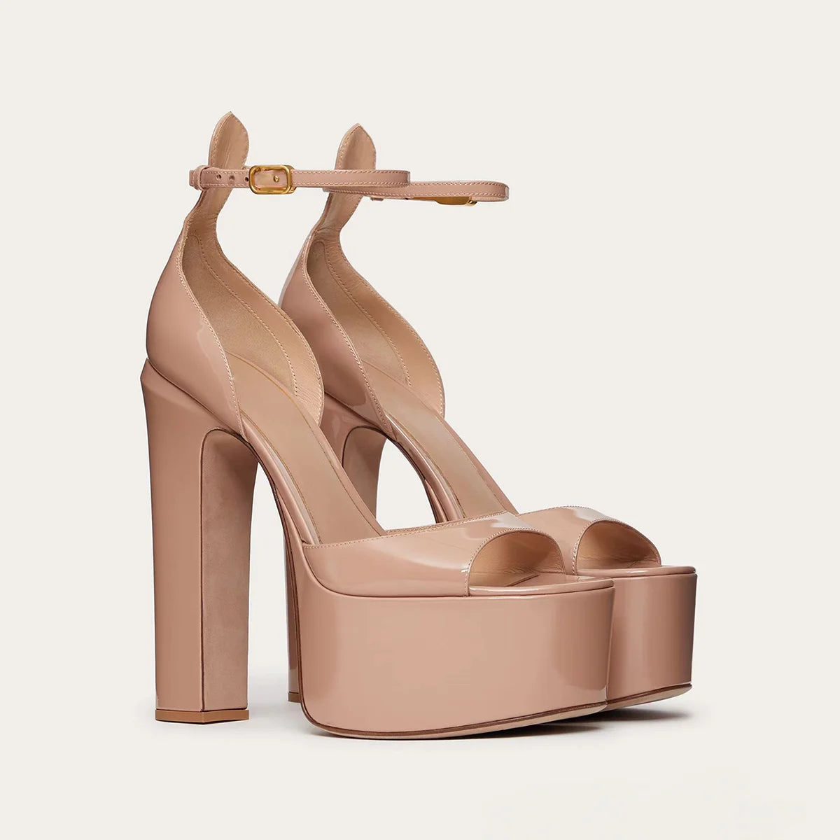 Arden Furtado Summer 2025 White Round toe Waterproof platform Super high heel Open toe chunky heels sandals cover heels big size