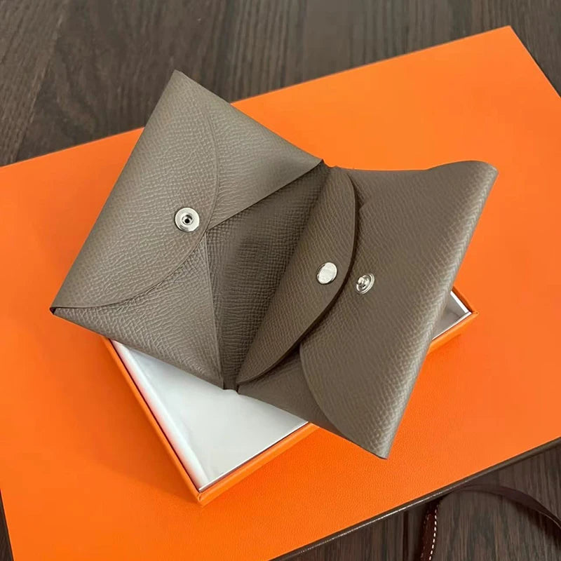 Genuine Leather Busin Card Holder Wallet Palm Print Top Layer Cowhide ex ID Card Holder Coin Purse Korean Sle