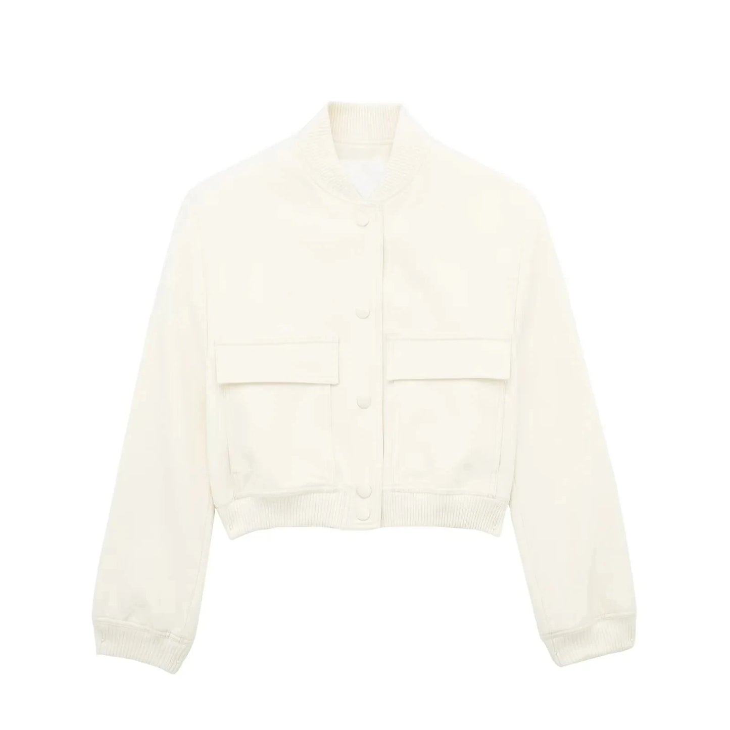 TRAFZA Women's Streetwear Elegant Solid Color Jacket Long Sleeve Button Slim Short Jacket Women's Fashion Casual Pocket Top Y2K