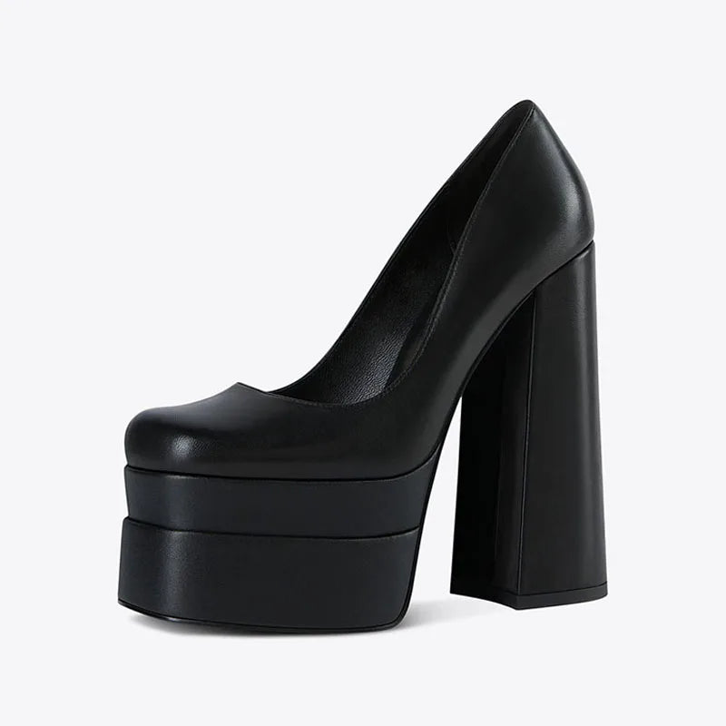 Arden Furtado 2024 Women's Platform high-heeled shoes Square toe Shallow Super high heel Elegant Extra large size Single shoe