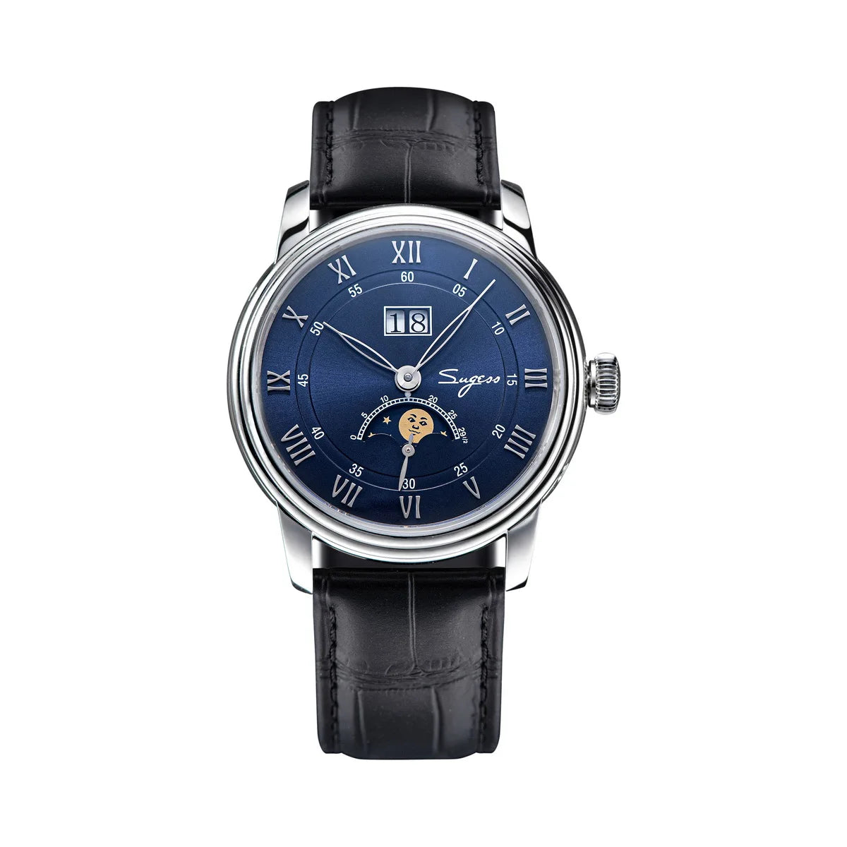 2023 Sugess Automatic Mechanical Watch of Men Moonphase Wristwatches Seagul Movement ST2528 Waterproof Sapphire Big Date New