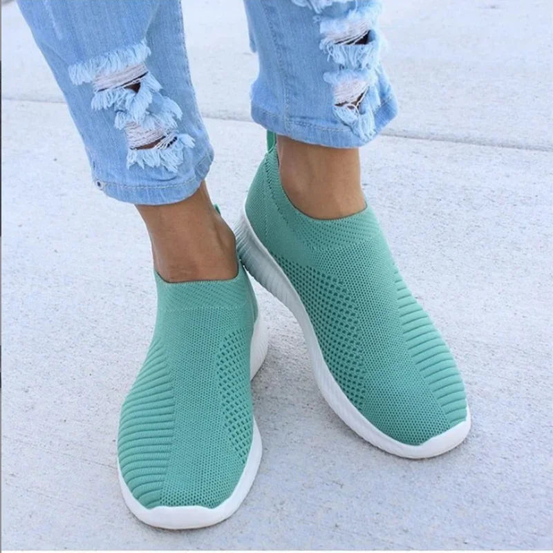 Women Seakers Plus Size 43 Breathable Mesh Platform Sneakers Women Slip on Soft Ladies Casual Shoes Woman Knit Sock Flats