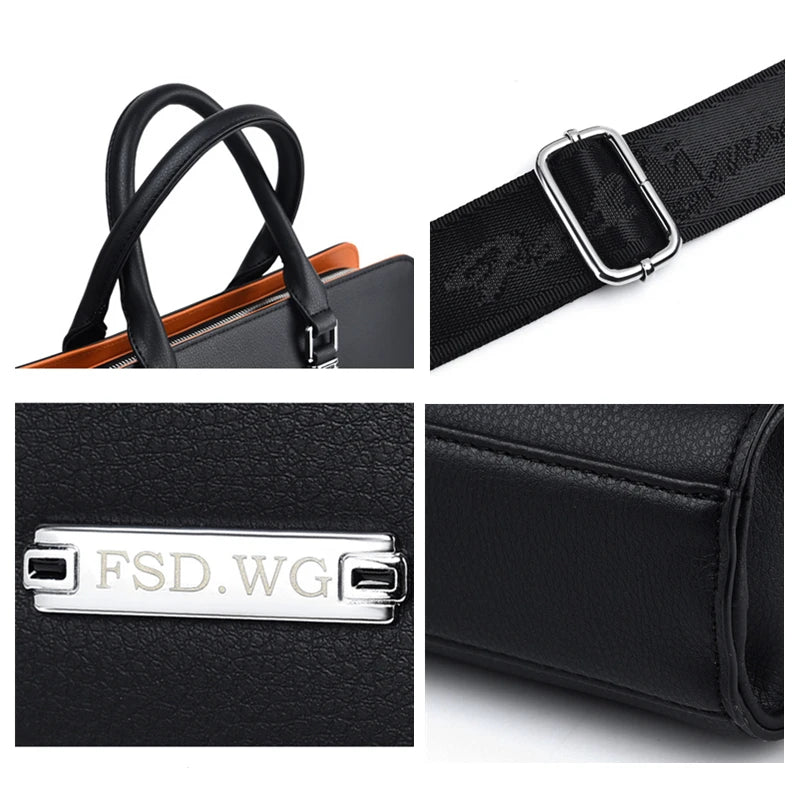 Oyixinger Men's Bag Fashion Leather Shoulder Bag For Man Business Briefcase For 14 15 inch Laptop Casual Large Capacity Handbag