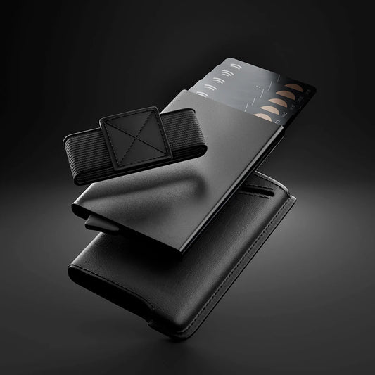 YE TREE Men Wallets Pop Up Business Credit Card Holder RFID Blocking Slim Smart Carbon Fiber Wallet with Pocket