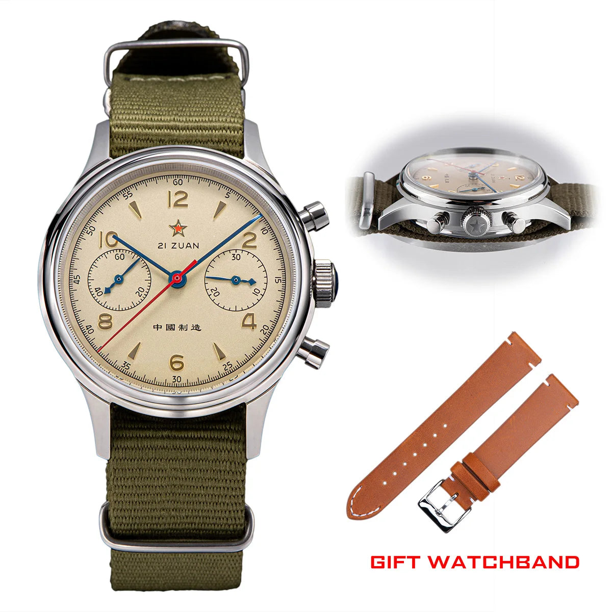 China 1963 Polit Chronograph Watch 40mm Aviation for Men Original ST1901 Movement Gooseneck Mechanical Sapphire 38 Reloj Homber
