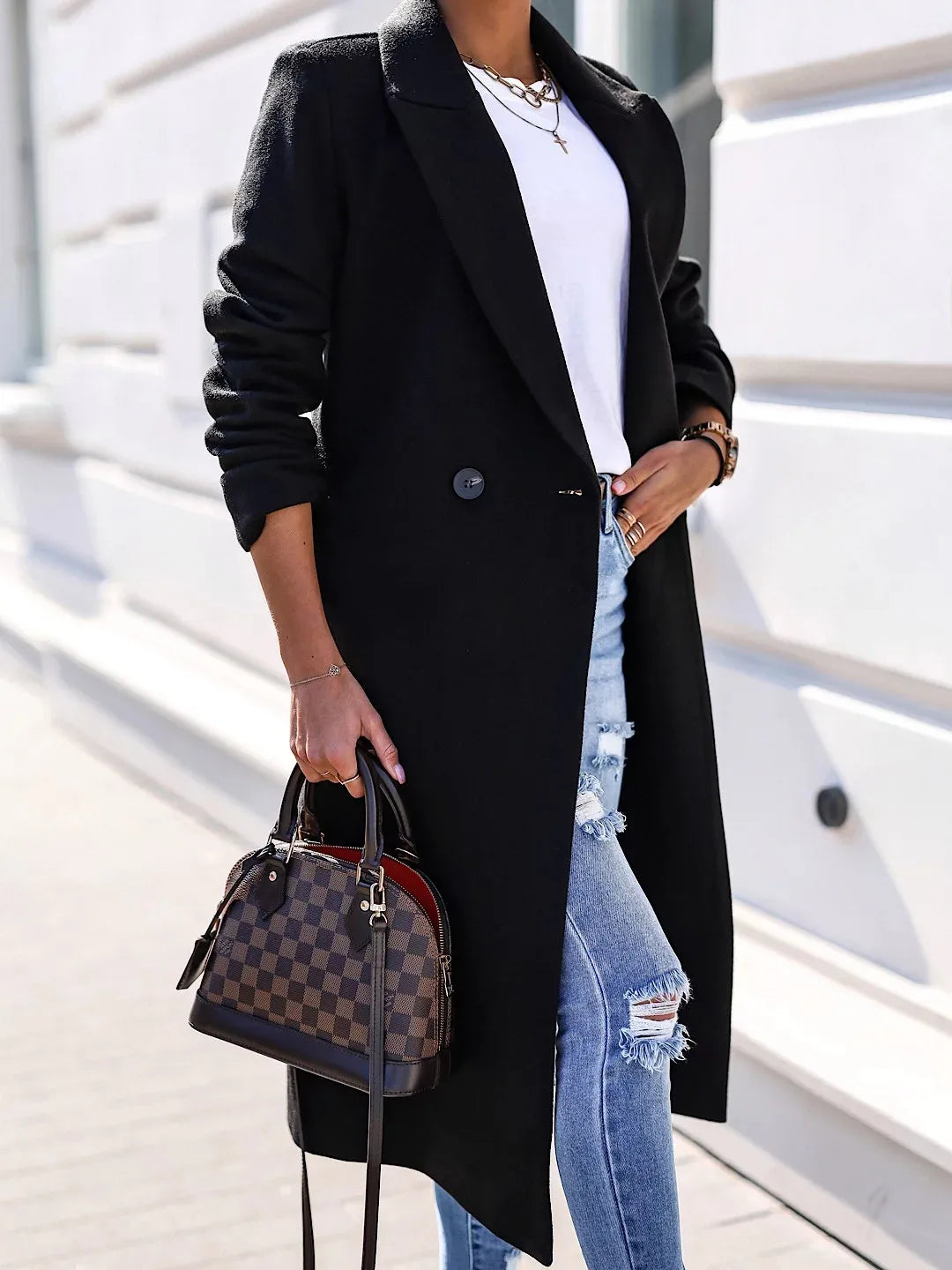 Suit woolen coat women senior sense 2024 autumn and winter new shoulder slimming Korean version thickened woolen coat
