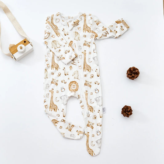 Elinfant Coverall Bamboo Cotton Baby Pajamas Long Design Infant Baby Foot Romper Jumpsuit