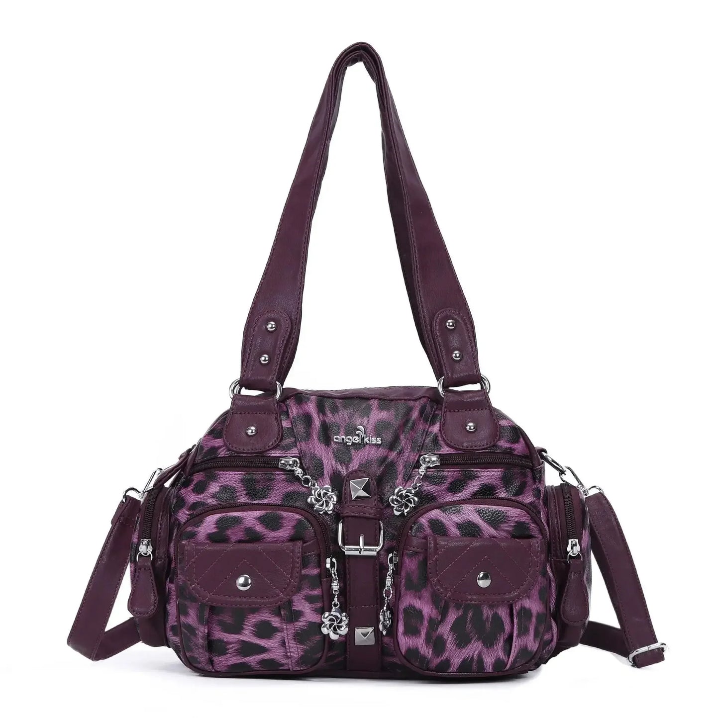 Ladies Handbags Vintage Fashion Tote Bag Women Punk Biker Satchel Top-handle Shoulder Crossbody Bag Multi-pockets Dumpling Pack